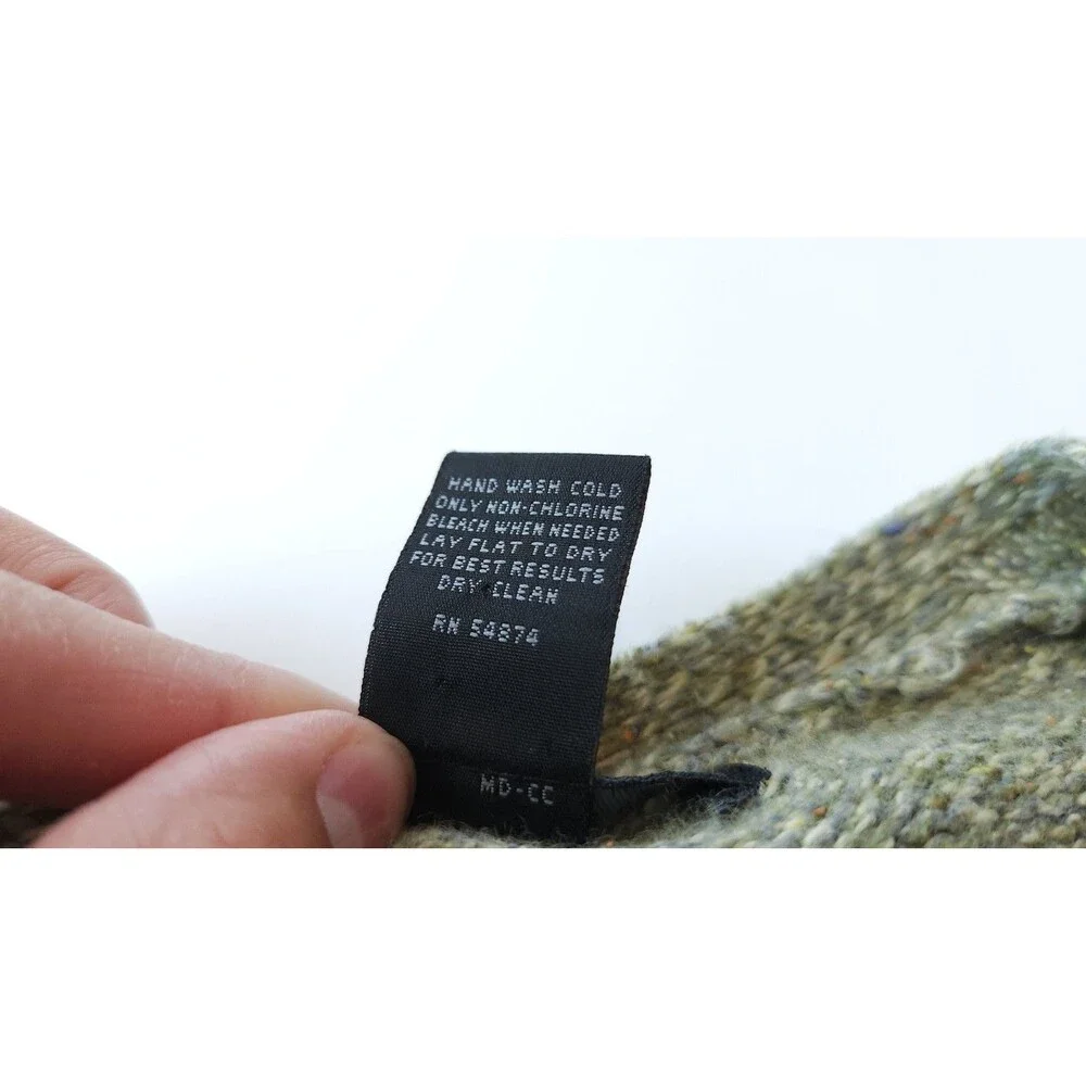 The Limited V-Neck Marled Knit Sweater Wool Cashmere Silk Sage Green Small Y2K